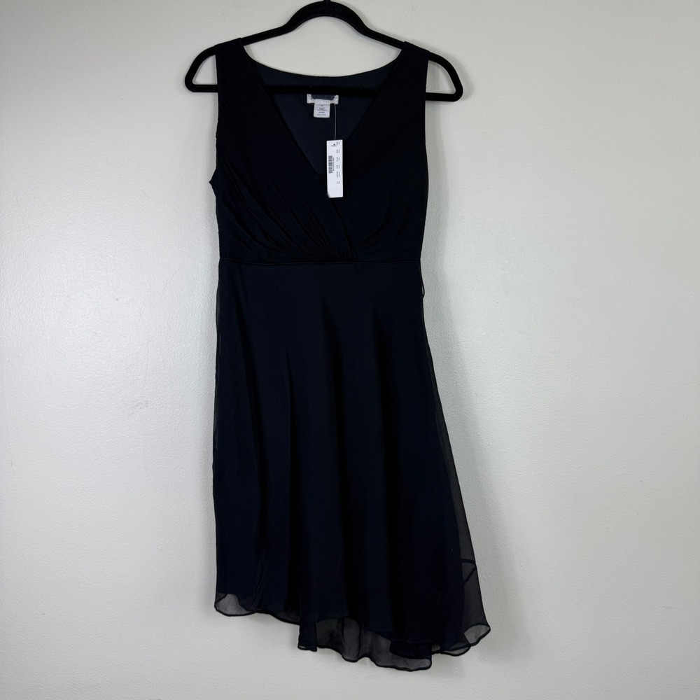 J.Crew‎ Womens Black Silk Chiffon Asymmetric Hem Cocktail Dress Size 2P